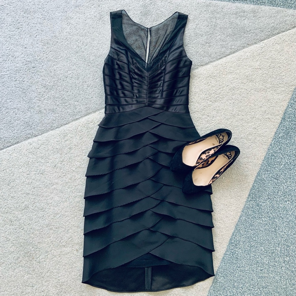 Xscape Black Sleeveless Tier’ed Dress